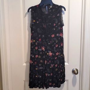 Girls black and floral dress size 14